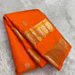 rt pallu detail of amber flame Kanchipuram silk saree