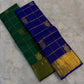 gold border detail of cobalt blue Kanchipuram silk saree