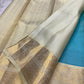 traditional tested zari detail on sky blue Kanchipuram silk saree