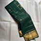 Kancheepuram silk saree green body with gold check pattern detail