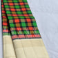 kanjivaram silk saree cream base green coral checks border detail