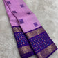 Lavender Pink pure silk Kanchipuram Rettapet saree, full view showing the silk and ornamental weave