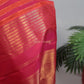 Close view of Pure Kanchipuram silk saree featuring Ettukol weave with antique gold zari lines across the silk body highlighting the dense texture and heritage loom technique