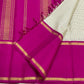 Kanjivaram silk saree cream white full view with check pattern and contrast border