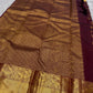 Brown silk Kanchipuram saree with floral butta jaal design pallu detail view