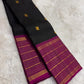 black kanjivaram silk saree fuchsia pink border draped festive styling