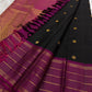 black kanchipuram pattu saree gold zari butta border and body detail