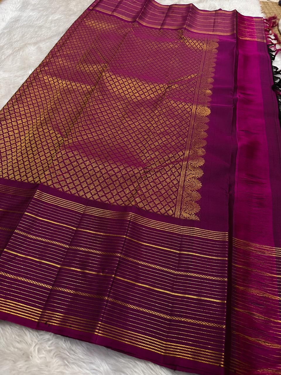 premium black kanjivaram silk saree traditional gold zari pallu detail