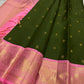 Forest Green Rose Pink Kanchipuram Silk Saree with Vanasringaram Border