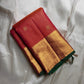 Kanchipuram silk saree paprika red with mayil butta folded view