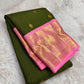 Forest Green Rose Pink Kanchipuram Silk Saree with Vanasringaram Border