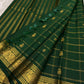 Kancheepuram silk saree full view bottle green body with gold border