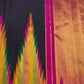Ink Black Kanchipuram Silk Saree with Ettukol Border and Multicolor Temple Design