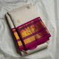 ivory Kanchipuram silk saree with kv-myb weave folded view