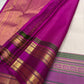 Close view of magenta zari woven border and pallu on pearl silver pure Kanchipuram silk saree