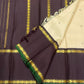 Kanjivaram silk saree white and purple rettapet border with zari pallu detail
