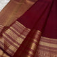 Arakku red pure silk Kanchipuram saree with antique gold mayil chakram buttas and a detailed peacock and arai maadam pallu, view 4.