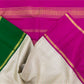 Kanjivaram silk saree white with fuchsia pink and emerald green border