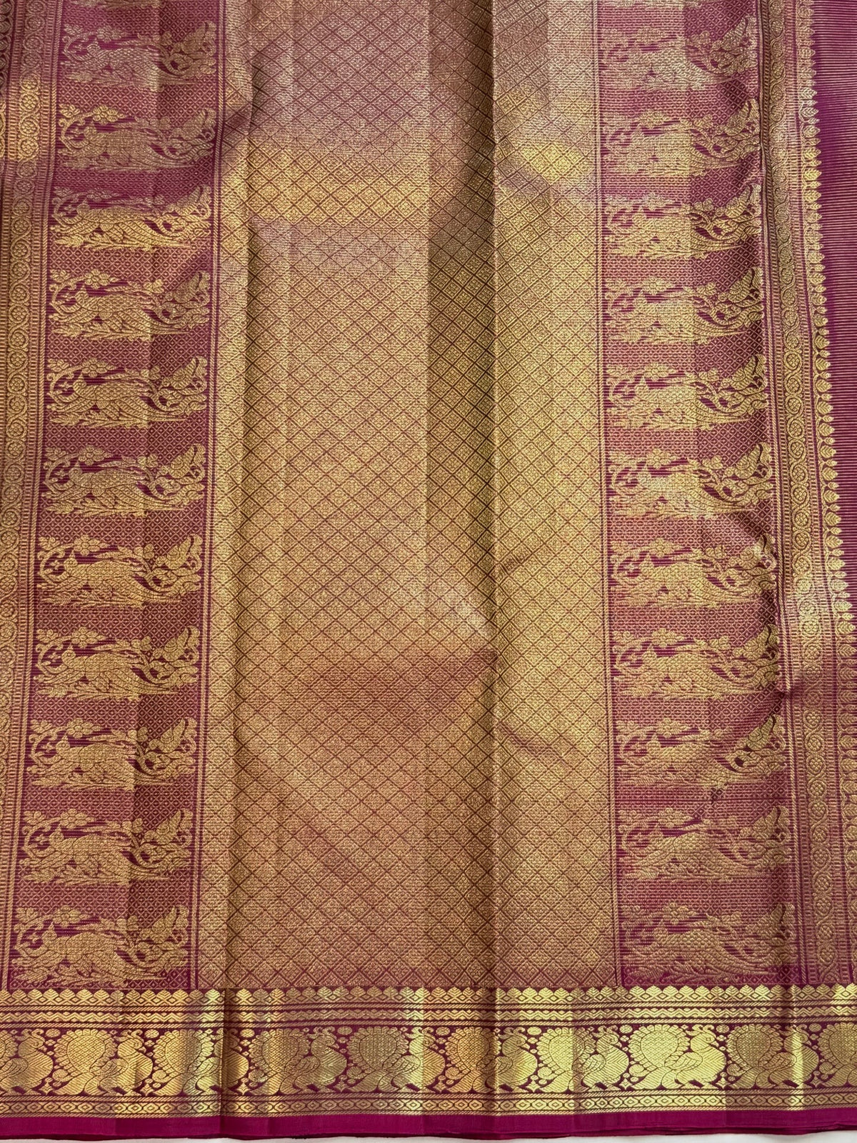 Layered zari border detail on a steel-blue pure silk Kanchipuram saree, Idam Living (photo 4 of 5)