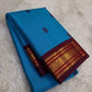 traditional tested zari detail on ocean blue Kanchipuram silk saree