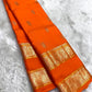 amber flame Kanchipuram silk saree with rt weave folded view