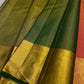 Kanjivaram silk saree green selvedge detail with gold border