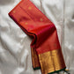 Kanjivaram silk saree orange red body with peacock butta detail