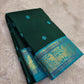 deep green Kanchipuram silk saree with pb weave folded view