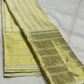 Pearl white Kanchipuram silk saree with pale gold zari varisaipet border folded view