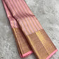 Pink Kanjivaram saree with zari woven butta detail close up