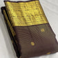 Kancheepuram silk saree cocoa brown body with fine gold zari pinstripes