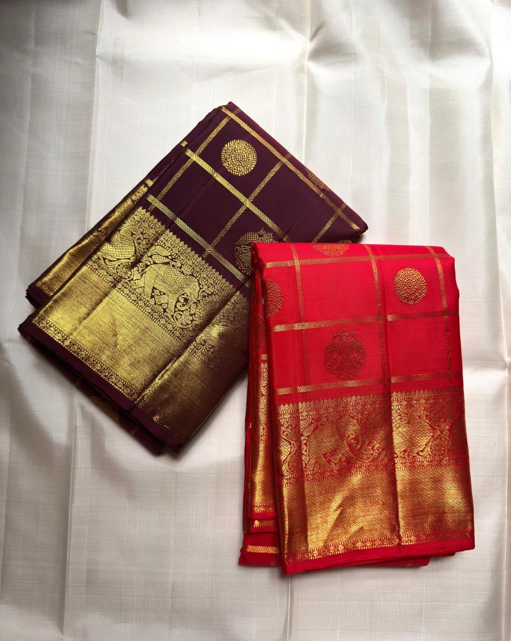 Kanchipattu silk saree gandaberunda butta motifs on plum silk