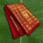 Kanchipuram silk saree in vibrant kumkum red with antique gold border Vanasringaram weave folded view