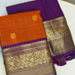 Rust orange and purple pure Kanchipuram silk saree with vanasringaram motifs and 3g zari draped view