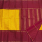 Kanjivaram silk saree yellow with kumkum red border and gold zari stripe