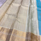 ivory border detail of sky blue Kanchipuram silk saree