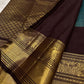 Kanjeevaram silk saree gold zari border detail with pine green body