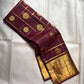 Kancheepuram silk saree plum body with gold check pattern detail
