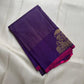 Royal Purple Handwoven Pure Silk KanchiPattu Saree with Zari Kattam Sri Lakshmi Motif Border