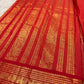 Arakku red Pure Kanchipuram silk Vairaoosi saree with peacock border, view 5