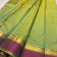 Thulir Pachai and Raspberry Pink Handwoven Pure Silk Kanchipuram Pattupet Saree, petite evenly spaced gold zari buttas