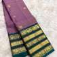Kathiripoo lavender handwoven pure silk Kanjivaram saree with peacock green Varisaipet border and oosivaanam zari — Idam Living