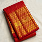 Vermilion red handwoven pure silk Kanjivaram Varisaipet saree with gold zari brocade border, photo 4 of 5