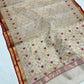 Ivory Pink Floral Silver Border Pattu Silk Chanderi saree, border detail