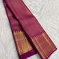 Vadamalli purple pink Kanchipuram zari kattam saree, showing body, border and detailed gold zari pallu