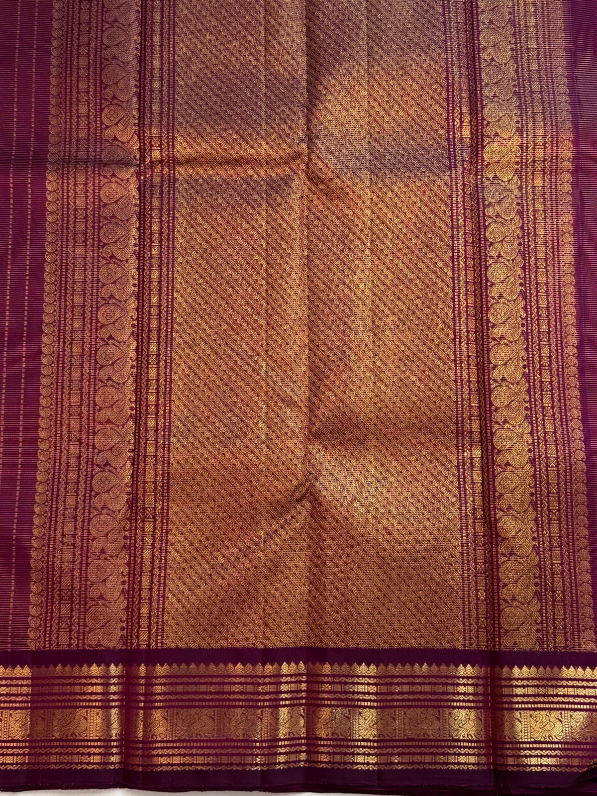 Vairaoosi weave detail on a Vadamalli purple pure silk Kanchipuram saree, Idam Living (photo 3 of 6)
