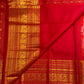 Vermilion red handwoven pure silk Kanjivaram Varisaipet saree with gold zari brocade border, photo 2 of 5