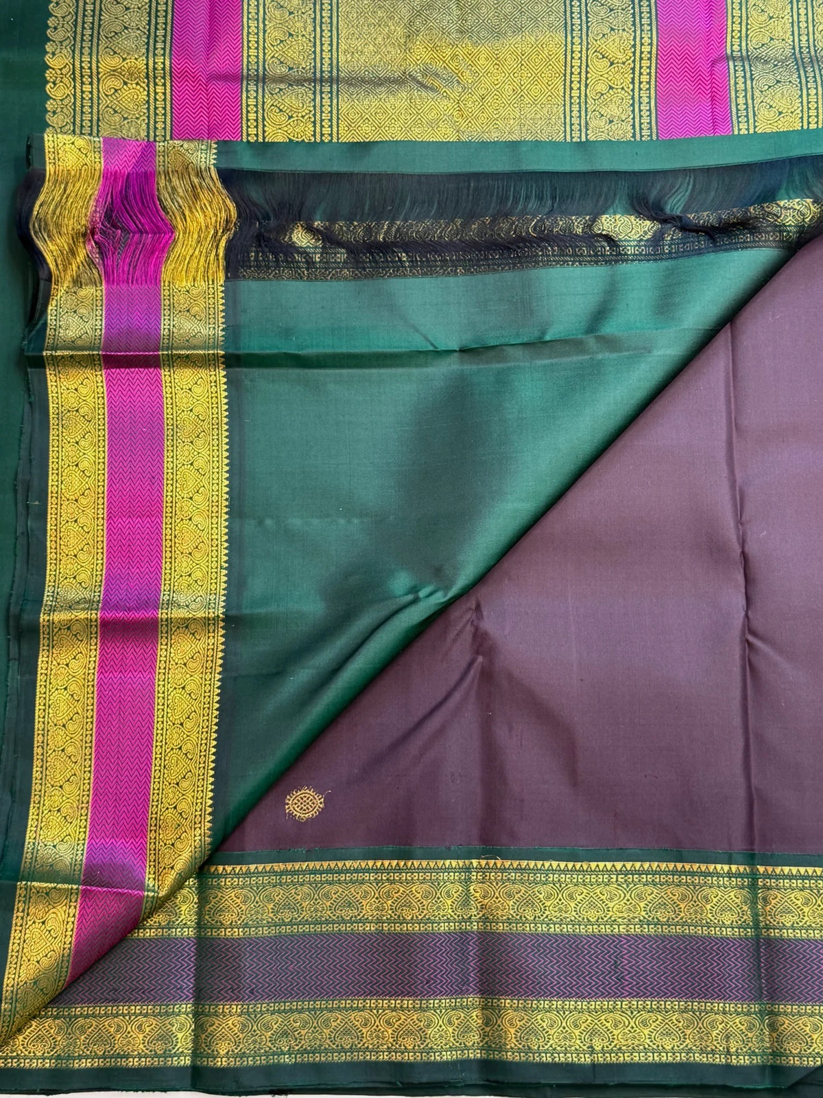 Vadamalli purple pure silk Kanchipuram saree with gold buttas, Rettapet border and grand zari pallu, Idam Living (photo 3 of 7)