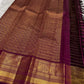 Naval Pazham purple Vairaoosi saree with antique gold zari floral and elephant border
