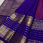 Kathiripoo Purple and Royal Blue vintage pure silk Kanchipuram Varisaipet saree, border close-up, handwoven zari and ornate border